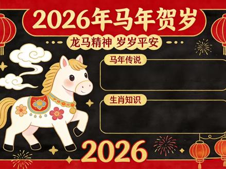 马年手抄报,无水印,有需要的小宝们可以直接打印做寒假作业!#手抄报#马年