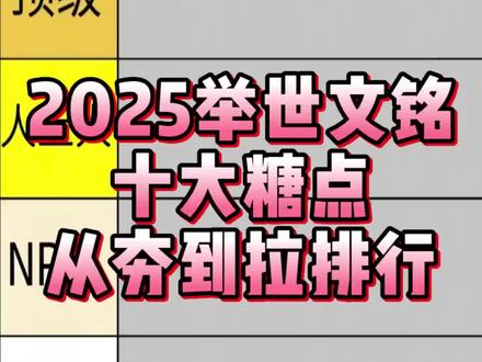 2025举世文铭糖点从夯到拉排行
#举世文铭 #杨博文陈浚铭 #cp #从夯到拉 #夯爆了