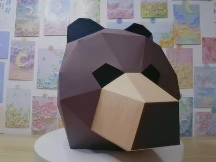 熊出没,纸艺几何动物面具,组装教程 #手工diy #折纸玩具 #开箱