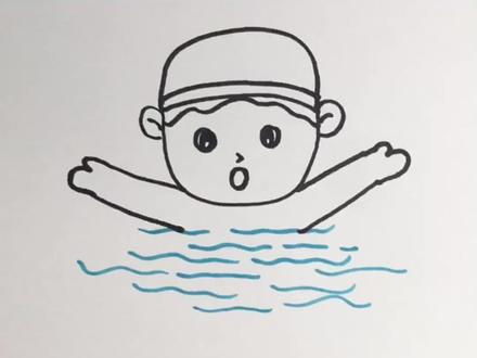 游泳的小男孩,冲浪儿童宝宝画,超简单哦!一学就会!#简笔画 #零基础学画画 @创作灵感小助手 #夏日 #游泳