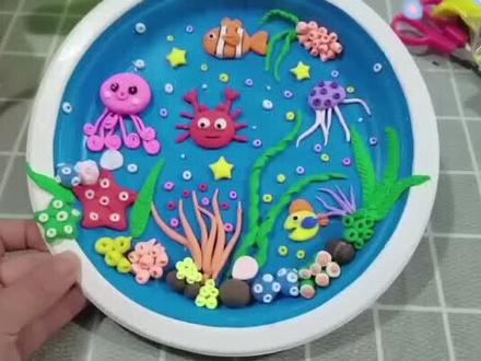 纸盘粘土手工《海底世界》