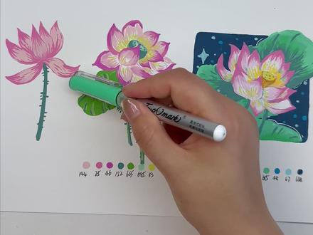 新手小白必看!画荷花竟然如此简单! 🖊️:泰驰漫洛pro
#丙烯马克笔 #零基础学画画 #简笔画 #荷花绘画 #丙烯马克笔入门