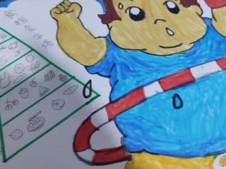 科学减重!健康减肥!从你我做起,老师布置的这个绘画作业儿子非常的喜欢。#爱画画的小朋友 #健康减肥手抄报 #科学减重 #健康体重
