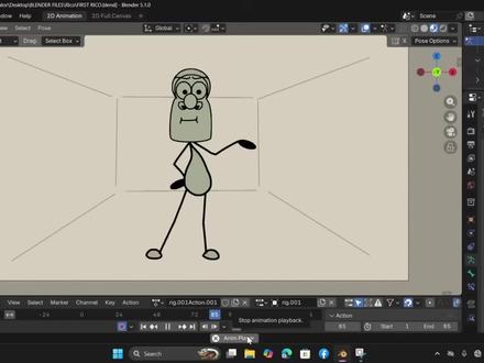 火柴人动画全流程制作教程 使用Blender蜡笔工具 从零开始学习火柴人绑定与动画制作 全程干货 适合动画新手