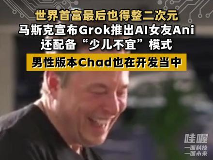 世界首富也得整二次元:马斯克宣布Grok推出AI女友Ani 还配备“少儿不宜”模式