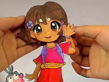 爱探险的朵拉#可动纸片人#绘画#朵拉 #动画 #摸鱼