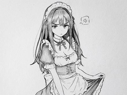 老师,能画一下女仆吗? #手绘 #画画 #定制画