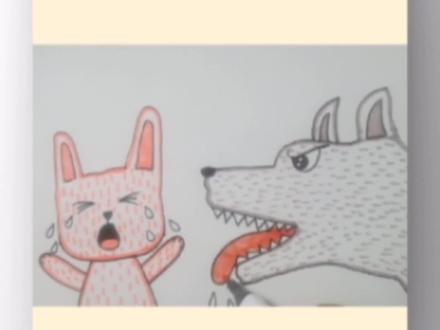 手形联想画小白兔和大灰狼的故事#画画 #创意美术 #创作灵感#绘画过程 #育儿简笔画