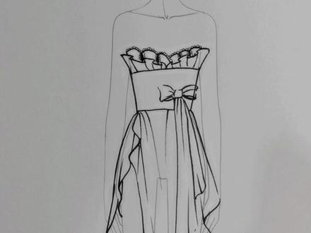 教你抹胸裙画法,跟我一起来吧!#服装设计手绘