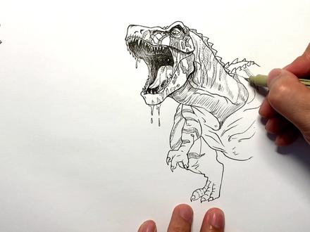 手绘恐龙教程、教你如何画恐龙、南方巨兽龙#画画 #手绘 #绘画过程 #侏罗纪世界 #恐龙