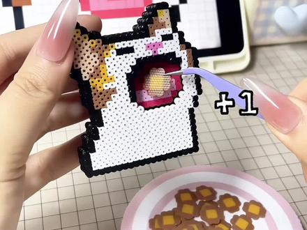 如此可爱的拼豆猫猫 #可颂app #手工制作 #拼豆教程 #手工教程分享 #立体拼豆