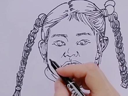 人美版五年级上册《画人像》教学示范画#原创 #创意儿童美术