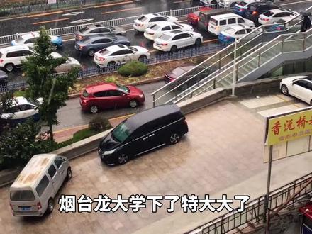 烟台市降特大冰雹,车辆堵在天桥下躲冰雹,堵起长龙,后车全部遭殃#烟台降冰雹