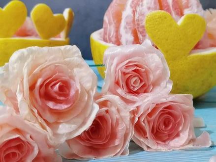 柚子皮玫瑰花教程#柚子皮玫瑰花 #创意手工 #手工花制作 #DIY