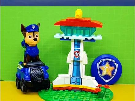 《汪汪队》 积木拼装狗狗瞭望塔#汪汪队 #粘土 #动画