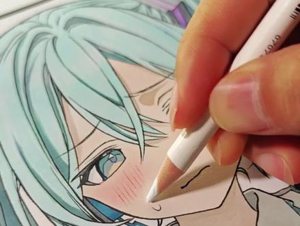 初音未来 涂色差点毁了... #绘画 #初音未来 #绘画过程 #临摹