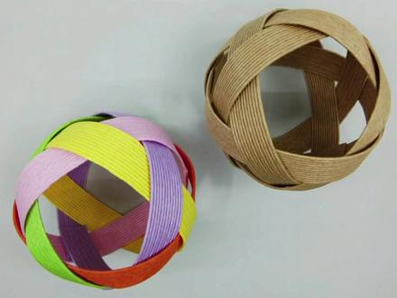 五根宽纸藤编织蹴鞠球 #手工diy