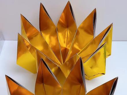 20✖️25手工折纸,十八张纸折叠#手工折纸 #莲花盆 #聚宝盆