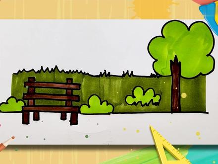 公园简笔画
1.我们先画三根横着的长方形,和两个竖着交错的长方形当椅背。2.再画四个长方形在下面当椅脚,再在两边画出灌木丛和地平线。3.接着画一颗树,再画出草地,给灌木丛和树叶上色绿色。4.给后面的草地上色深绿色,最后把椅子和树干上色深棕色。 #艺术 #简笔 #公园 #简笔画