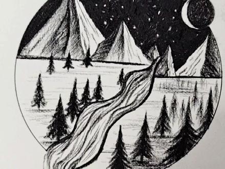 #设计手绘 #画画使我快乐 #手绘画 超简单的夜景风景画,跟着小贝一笔一画,画出自己的风景画