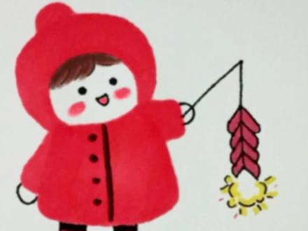 新年小女孩放鞭炮#简笔画#一学就会的简笔画 #育儿简笔画