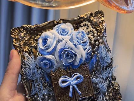 手工时光|用火漆和面团制作蓝白玫瑰装饰画 #火漆 #装饰画 #复古 #轻奢 #家居