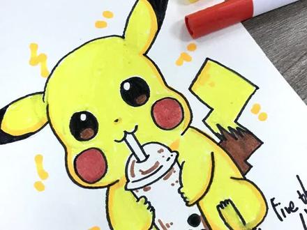 挑战画100张动漫人物 今天教小伙伴们画#皮卡丘 "如果有一天我开始黏你了,那你一定是对我最好的那个人"