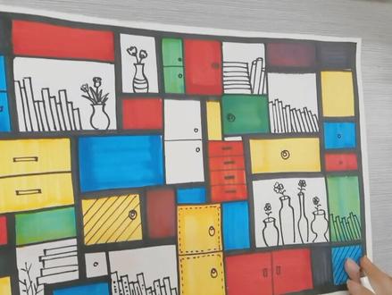 第一课2分钟删减版蒙德里安的红黄蓝,孩子们可以用尺子画,注意画面节奏变化可以自己添加创意#热门 #创意美术 #手绘 #原创 #马克笔儿童画 #零基础学画画 #思维训练 #一起学画画