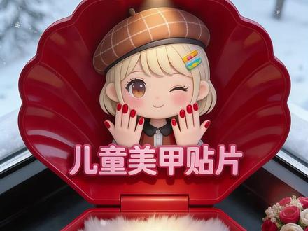 儿童库洛米软假指甲贴宝宝美甲贴片贴纸穿戴甲小女孩可爱玩具无毒