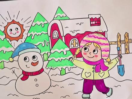 儿童简笔绘画下雪啦,一起开心画画 #简笔画 #儿童绘画 #画画