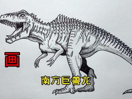 手绘恐龙教程、教你如何画恐龙、南方巨兽龙#我要上热门 #画画 #手绘 #绘画过程 #恐龙