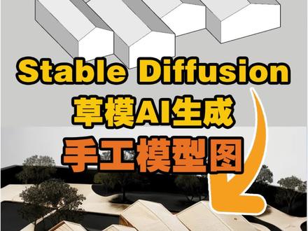 SU草模Ai一键生成手工模型图! #stablediffusion #建筑 #Ai绘图 #建筑手工模型 #手工模型 #效果图