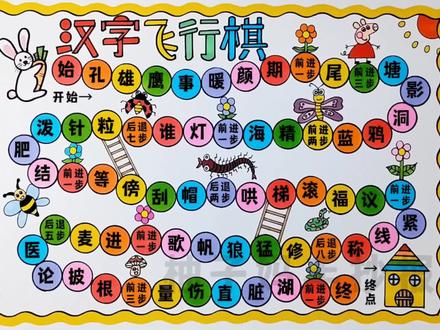 汉字飞行棋、趣味生字飞行棋,有线稿可打印喔#一年级识字小报#汉字飞行棋 #生字飞行棋 #小学生手抄报#识字小报