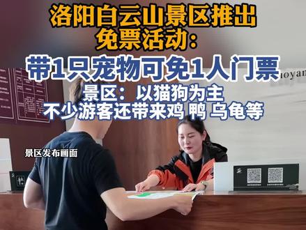 洛阳白云山景区推出免票活动:带1只宠物可免1人门票
