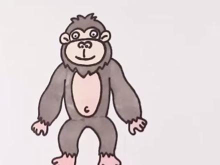 大家好我是爸笔画,今天教大家画黑猩猩#黑猩猩 #简笔画