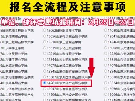 26年山东单招综评报名全流程及注意事项 山东单招、综评志愿填报时间是2026年2月25日—2月27日,考生登录山东省教育招生考试院招生平台(网址http://wsbm.sdzk.cn/gzdz/),进行志愿填报,填报学校代码,选择1-3个专业,并选择是否服从专业调剂。山东万智春考学校祝各位学子成功上岸,金榜题名#万智春考学校 #山东单招 #山东综评 #山东单招综评培训机构 #山东单招综评志愿填报