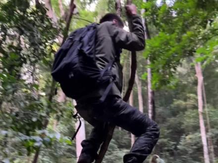 挑战雨林的第四天 经过翻山越岭 危机四伏终于发现芭蕉林与及河沟寻找到了丰富的蛋白质,秦爱德与云姐齐心合力撘建了个安全灶台。#正浩户外电源 #户外 #荒野求生