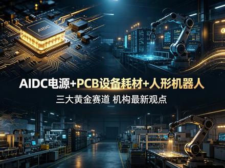 AIDC电源+PCB 设备+人形机器人,三大黄金赛道看点全解 机械行业机构最新观点,AIDC 电源 + PCB 设备 + 人形机器人,2026 下半年三大高景气主线#PCB设备 #PCB耗材 #人形机器人 #AIDC #财经干货