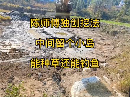 其实挖鱼塘并不难,难得是要懂得就算中间留个岛也要让东家说很棒 #新农人计划2022 #抖音小助手 #陈老师开挖机