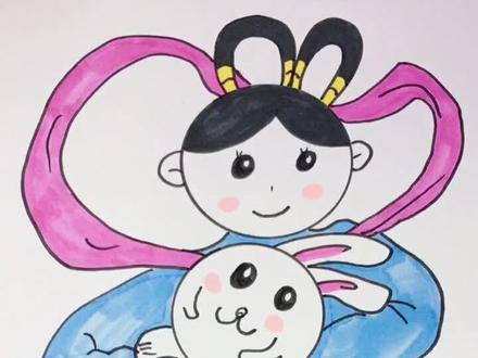 #创作灵感 #抖出我的艺术 #嫦娥#玉兔#画画教程 你是一双成熟的手,要学会画嫦娥喽,两个圆画嫦娥玉兔