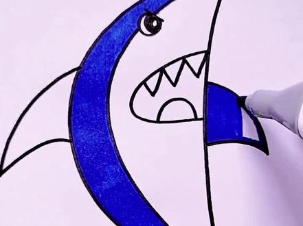 这样画鲨鱼秒会#鲨鱼简笔画