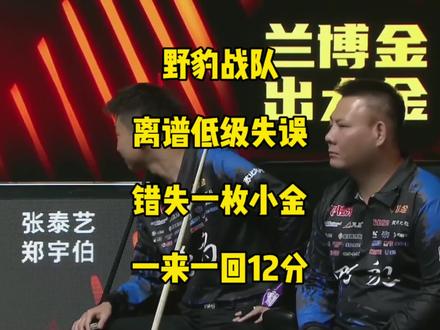 野豹战队离谱低级失误错失一枚小金,一来一回12分!#郑宇伯 #张泰艺 #台球🎱