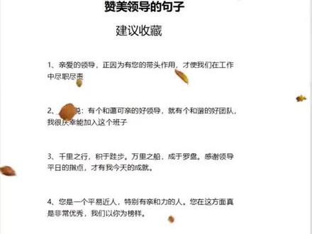 很多宝宝找我要赞美领导句子,我已经整理好了,快收藏#领导 #写材料 #赞美#职场干货 #文案 ,