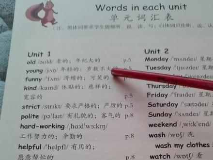 #人教版英语 五上第72页第一单元单词