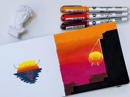 今日课题:可爱的太阳
🖌️:掌握丙烯马克笔
#丙烯马克笔 #画画 #绘画过程 #夕阳西下落日余晖 #简笔画
