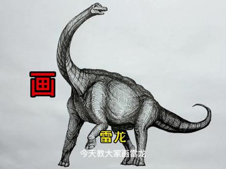 手绘恐龙教程、教你如何画恐龙、雷龙篇#画画 #少儿绘画 #绘画过程 #恐龙 #侏罗纪世界