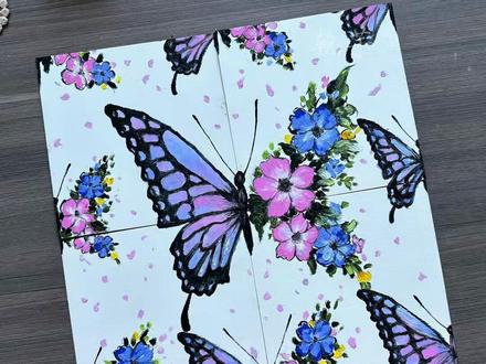 怎么拼都有面的蝴蝶四方连续油画棒绘画视频教程 #蝴蝶绘画 #跟着抖音学画画 #青年创作者成长计划 #油画棒 #油画棒教程
