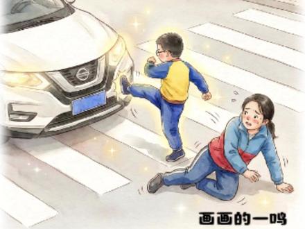 母子在斑马线上被小车撞飞,5岁小男孩爬起来怒踹小汽车 妈妈,这次让我保护你!小男孩一定很爱他妈妈吧!#画一个故事 #感动瞬间 #治愈系 #亲情 #画画