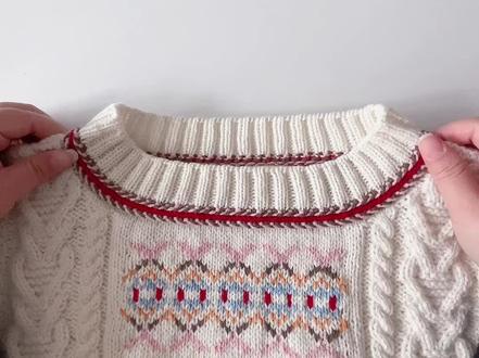 领口花边织法 #编织教程 #玩毛线 #提花 #针织毛衣 #棒针编织