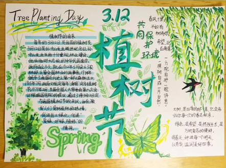 3.12植树节手抄报!#手抄报 #创作者中心 #创作灵感 #画画 #植树节